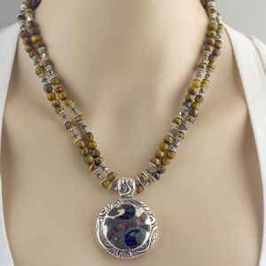 Faceted Tiger Eye & Swarovski Necklace Set